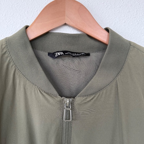 Zara Mens Green Bomber Jacket Size XL - Picture 5 of 6